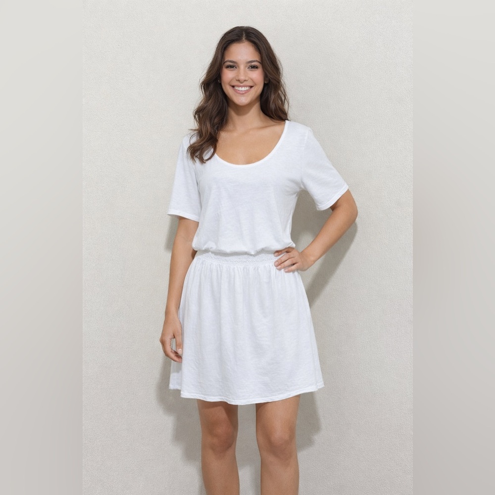 NWOT Athleta Captivate Tee Shirt Dress White | Size Large | Stretch | Casual